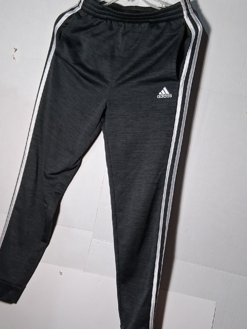 adidas Kids Charcoal Gray Joggers with White Side Stripes